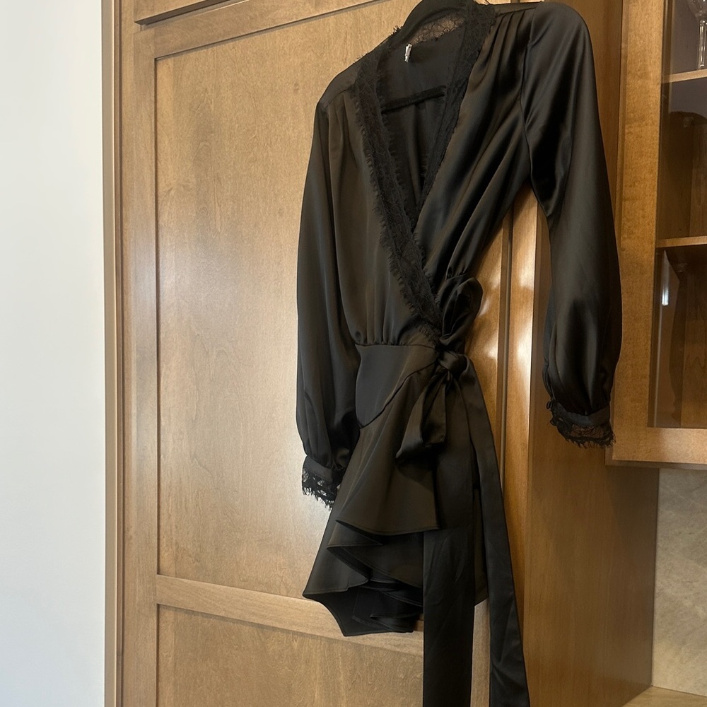 Lovers + Friends Black Satin Mini Dress - Picture 3 of 4